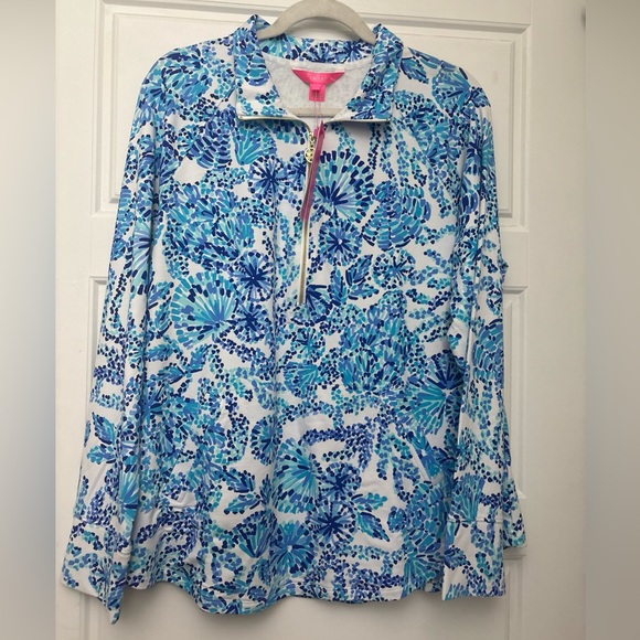 Lilly Pulitzer Womens long sleeve UPF 50 Skipper Popover in Blue